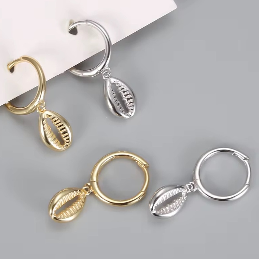 Elegant Gold Shell Hoop Earrings